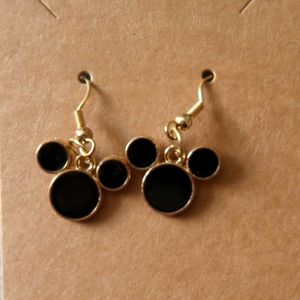 Gold and Black Mickey Shaped Earrings